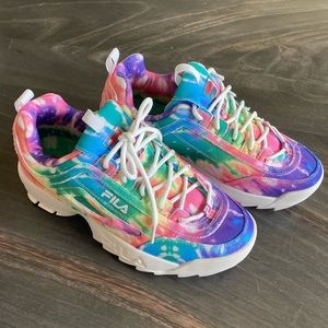 Fila Disruptor 2 sneakers rainbow tiedye Sz 9 US